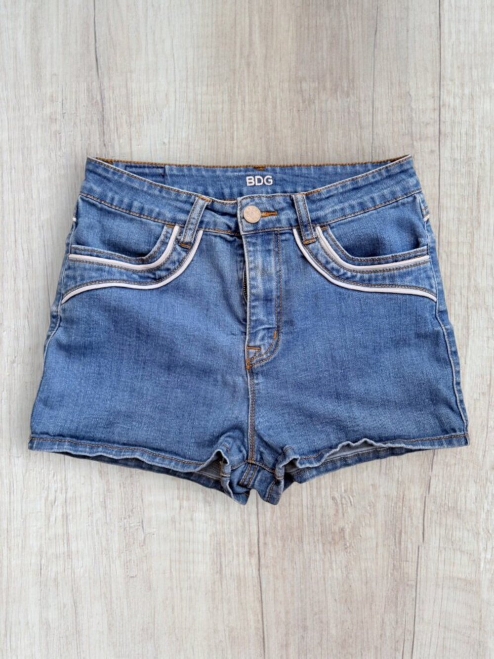 BDG Erin High Rise Denim Shorts Size 29 Blue White Piping Trim Urban Outfitters